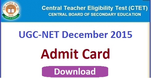 CBSE UGC NET December 2015 Admit Card