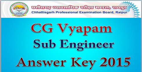 CG VYapam Sub Engineer Answer Key 2015