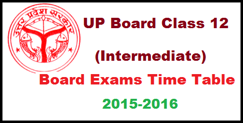 UP Board Class 12 Time Table 2016