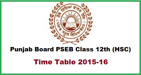 Punjab Board 12th Class Date Sheet 2016