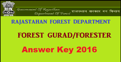 Rajasthan Forest Guard Answer Key 2016