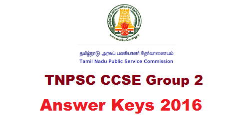 TNPSC CCSE Group 2 Answer Key 2016