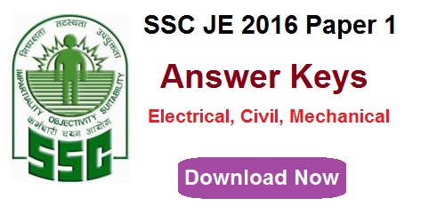 SSC JE Answer key 2016 Paper 1