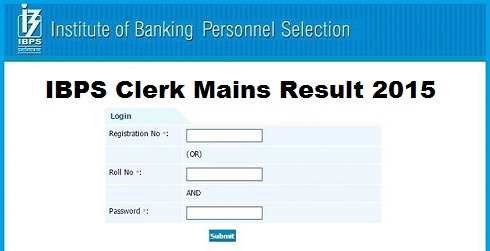IBPS Clerk Mains Result 2015