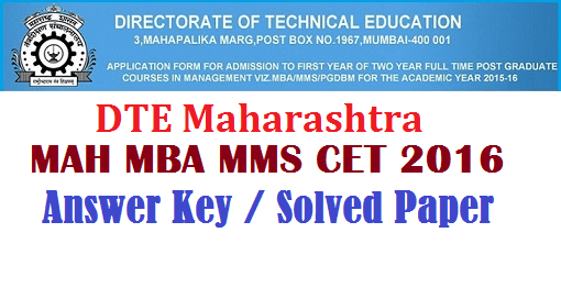 MAH MBA CET Answer Key 2016