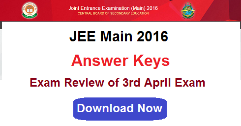 JEE Main 2016 Answer Key