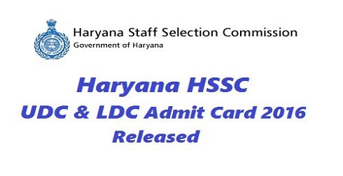 HSSC LDC UDC Admit Card 2016