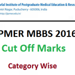 JIPMER MBBS 2016 Cut Off Marks