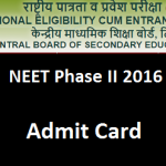 NEET Phase 2 Admit Card 2016