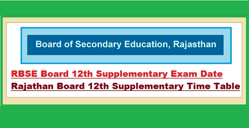 Rajasthan Board 12th Supplementary Time Table 2016