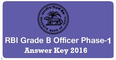 RBI Grade B Officer Answer Key 2016 Phase 1